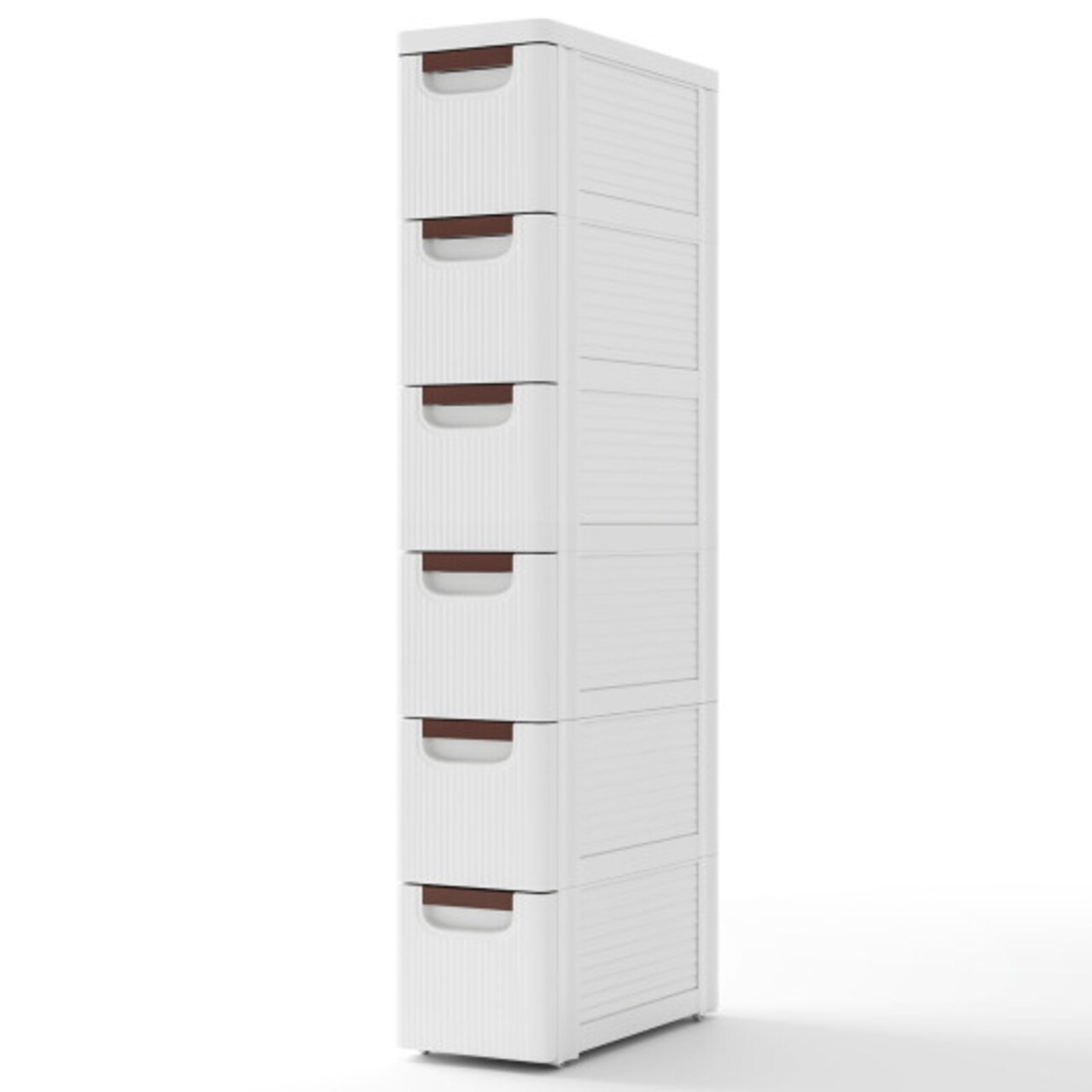 Rolling Organizer Unit Narrow Storage Cabinet with Built-In Wheels for Small Space-6-Drawer